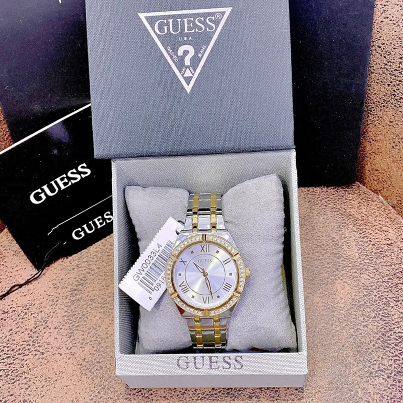 Guess Cosmo Silver Dial Two-tone Ladies Watch- GW0033L4